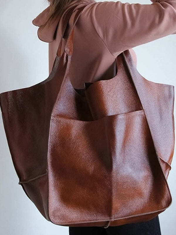 Simple large soft leather large capacity shoulder handbag – Sienna Noosa