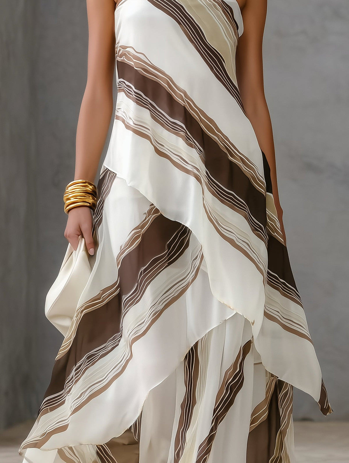 Casual Striped Chiffon Strapless Sleeveless Maxi Dress – Sienna Noosa