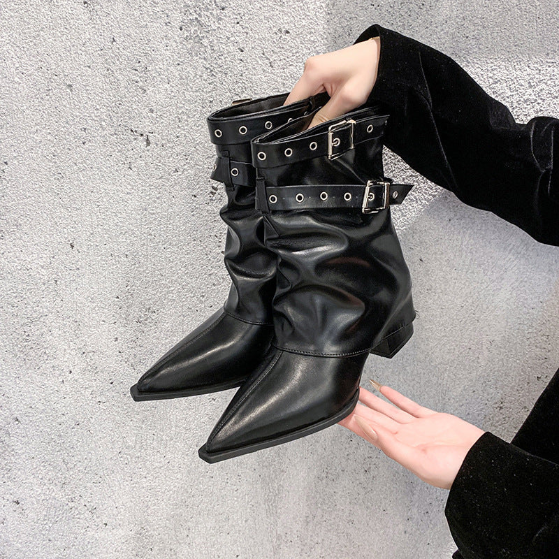 Pointed toe chunky heel retro Martin boots – Sienna Noosa