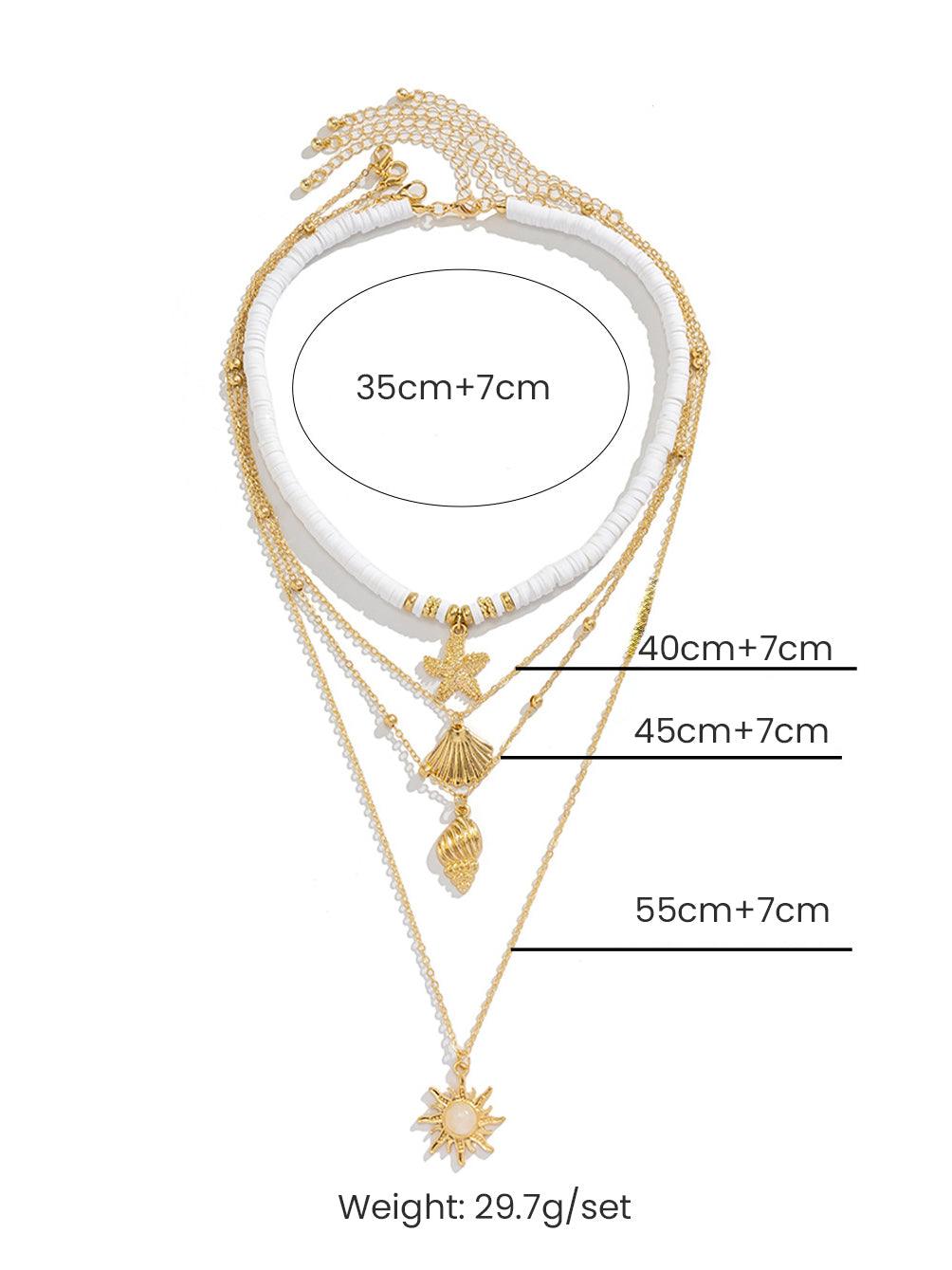South Pacific Shell Starfish Multi-Layer Necklace Gold – Sienna Noosa
