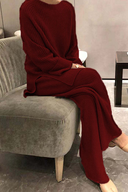 Long-sleeved solid color knitted casual sweater two-piece – Sienna Noosa