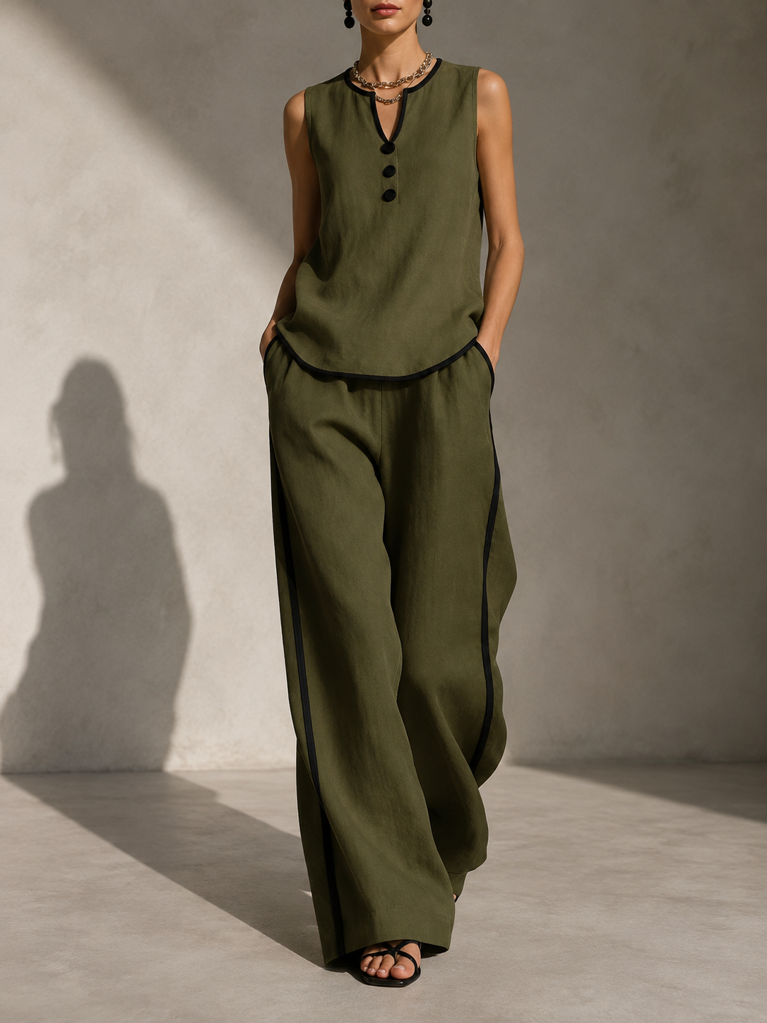 Alessandra Bianca Set Two-tone With Waistcoat Wrap And Trousers Wide – Sienna Noosa
