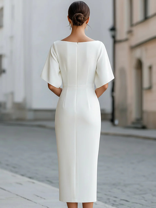 Boat Neck Midi Length Fitted Dress – Sienna Noosa