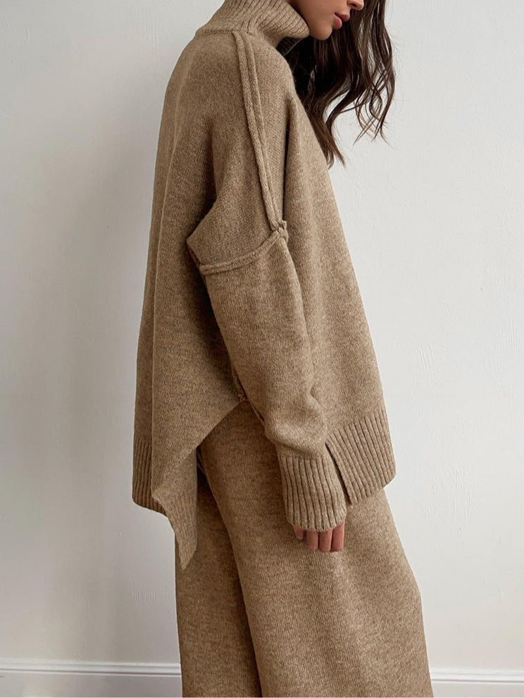 High-neck casual loose thick knit sweater set – Sienna Noosa