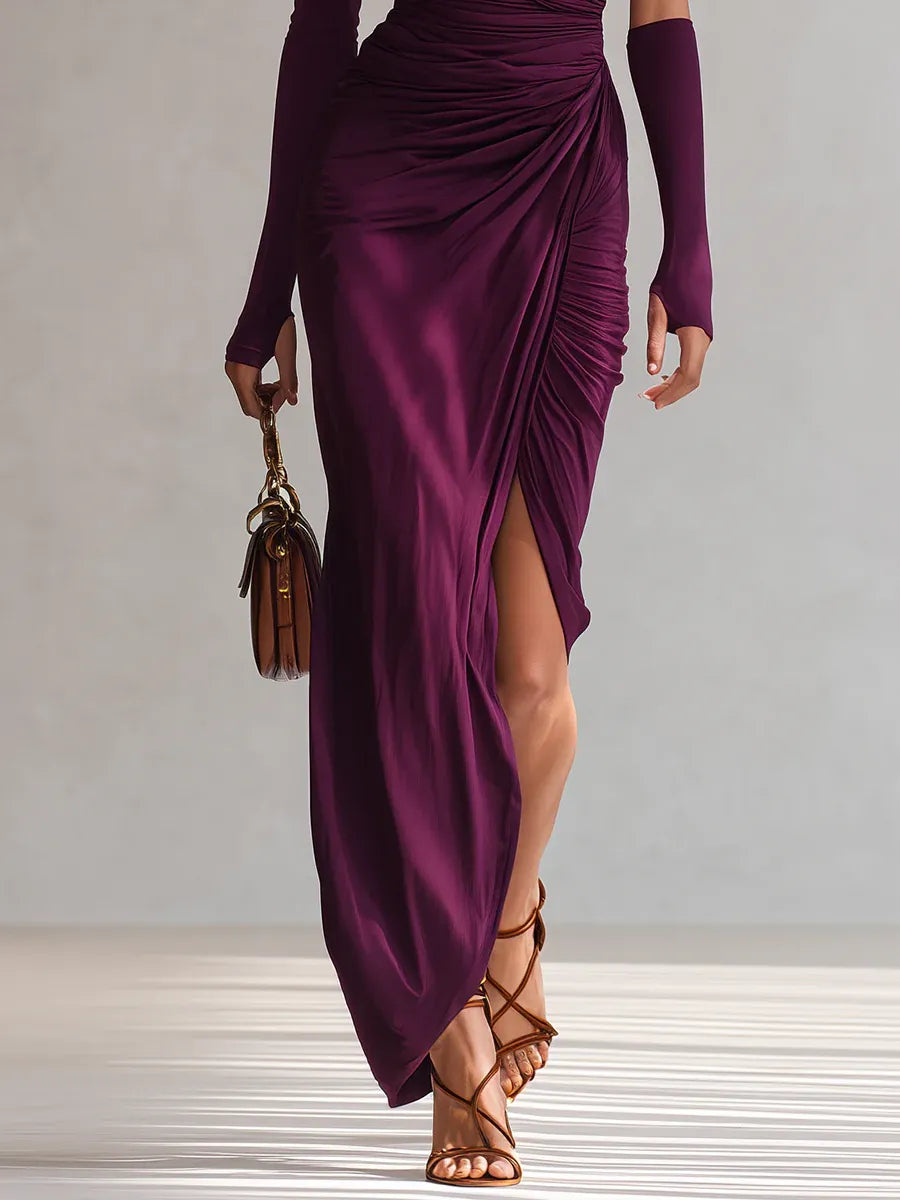 Elegant Retro Purple Sexy One Shoulder Maxi Dress – Sienna Noosa