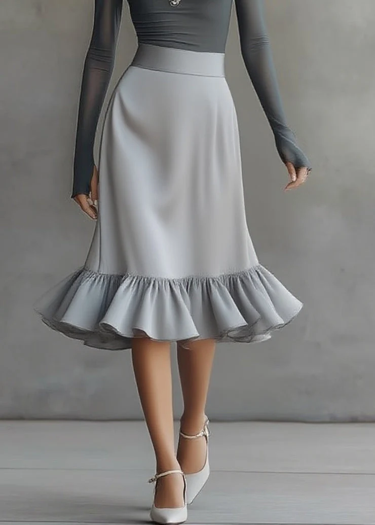 Susana Grey One Shoulder Long Sleeve Top and Ruffle Hem Midi Dress Set – Sienna Noosa