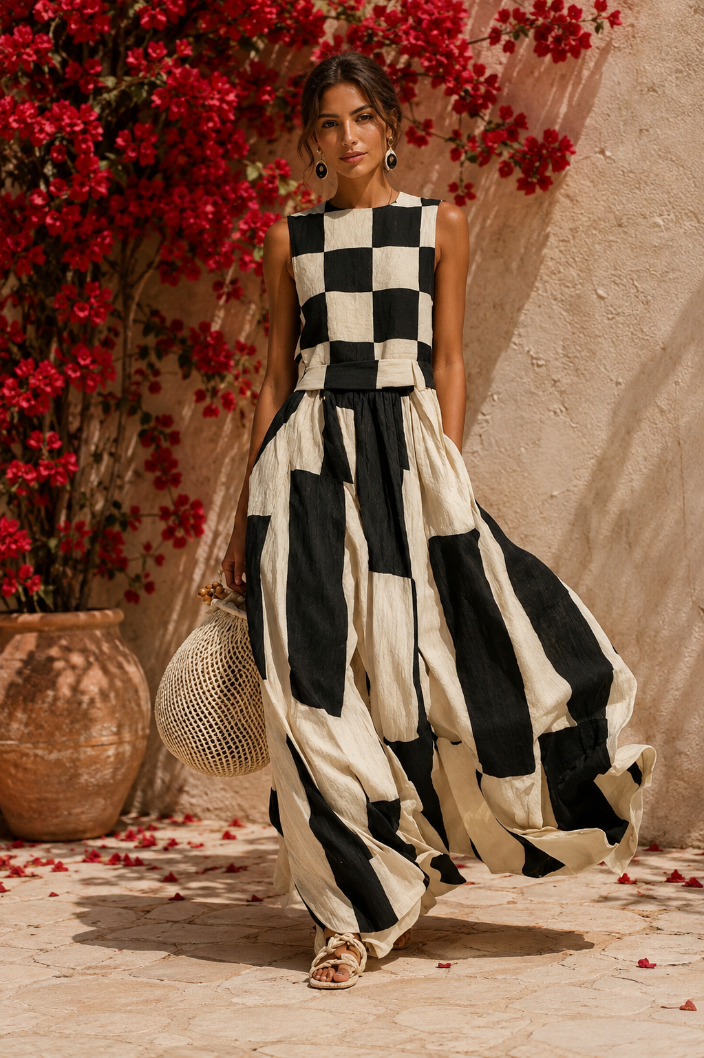 Maxi Dress Geometric In White And Black – Sienna Noosa