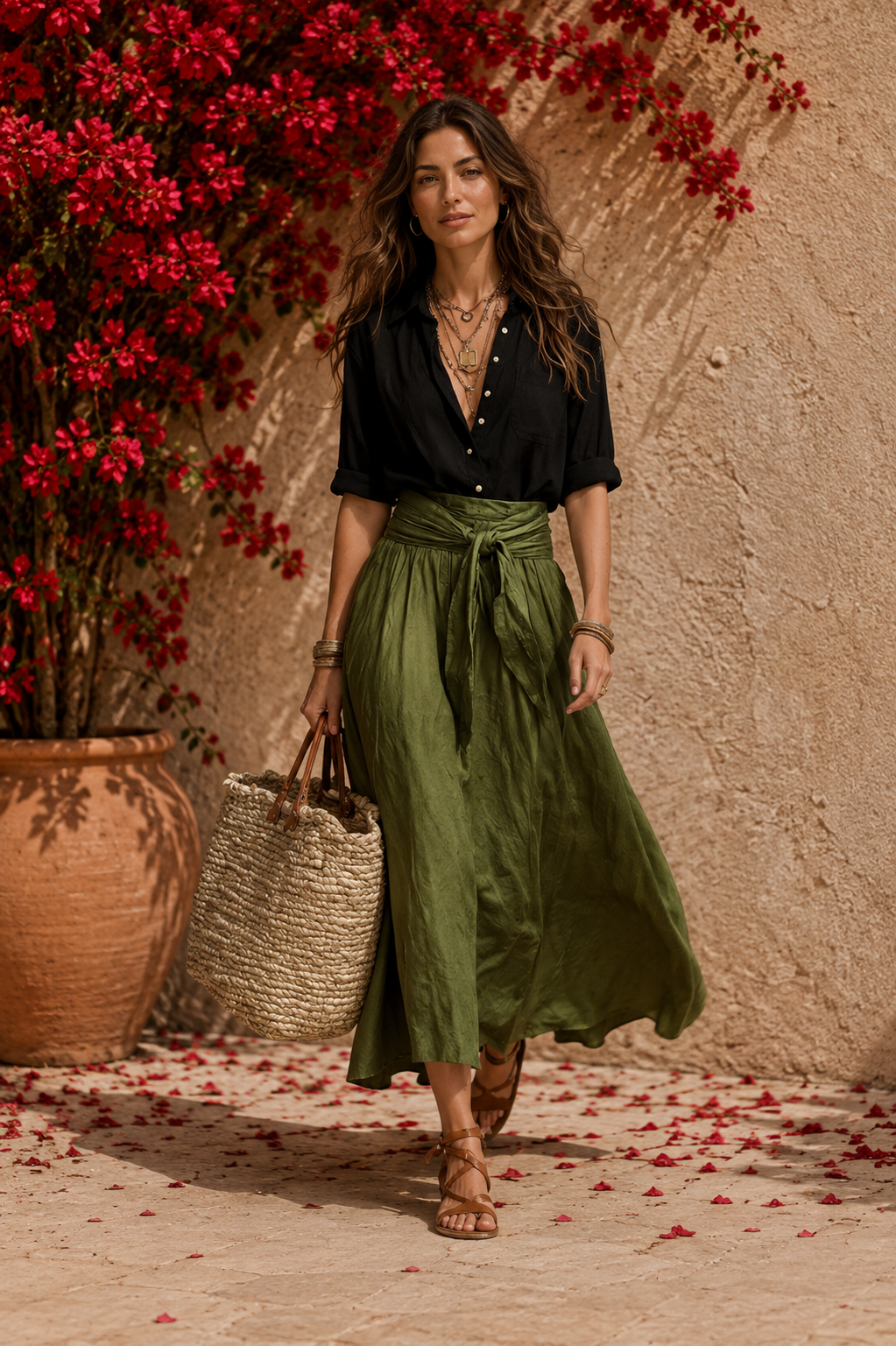 Vida Set Elegant Two-Piece With Blouse Black And Skirt Midi – Sienna Noosa