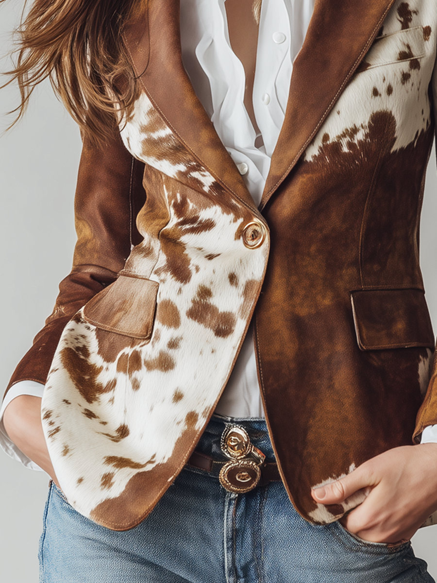 Womens Vintage Cow Print Eco Friendly Blazer – Sienna Noosa