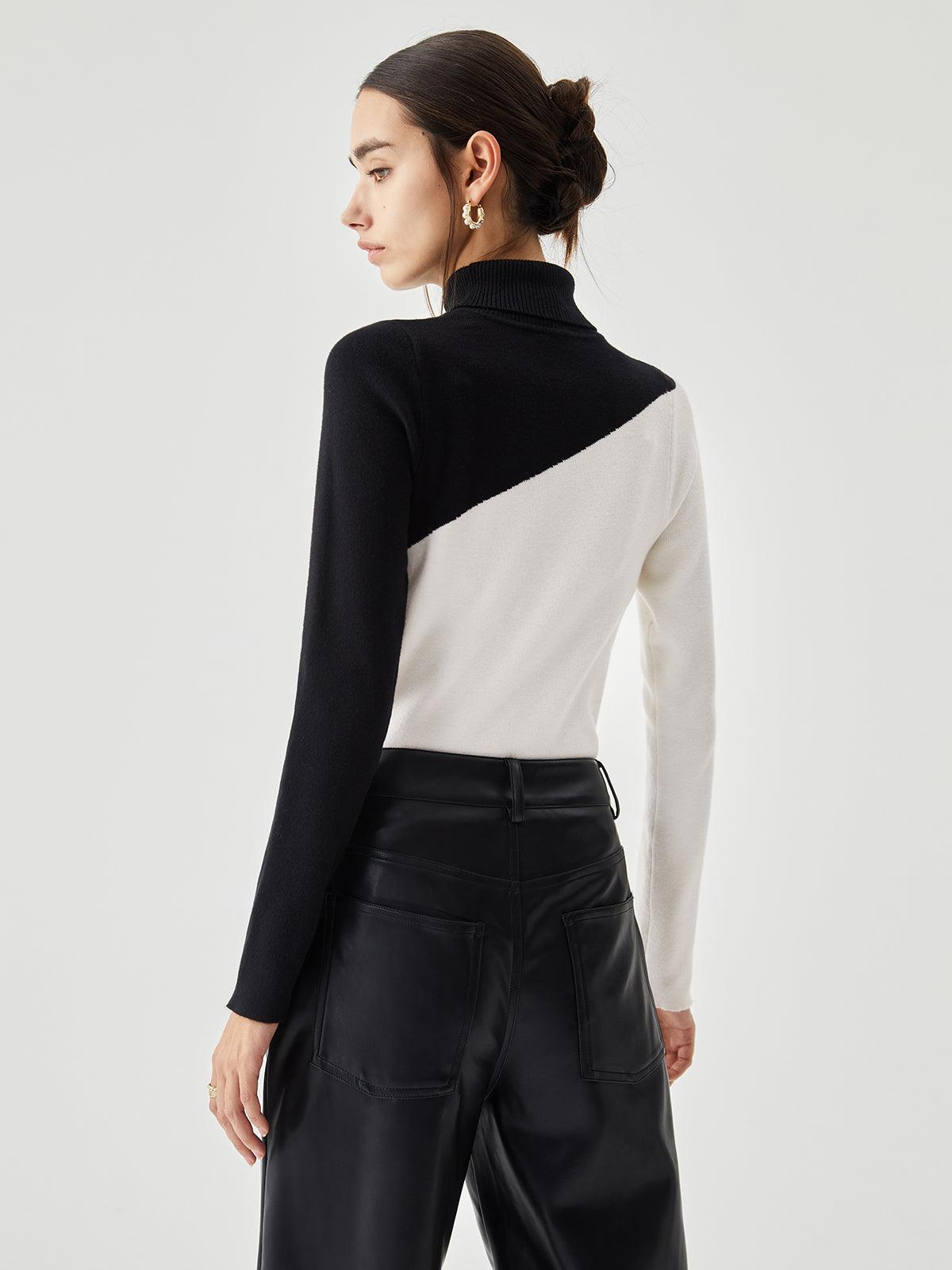 Asymmetric Patchwork Long Sleeve Mock Neck Knit Top – Sienna Noosa