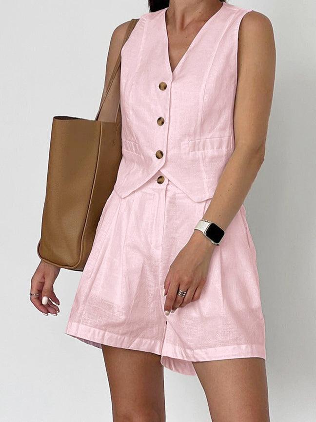 Cotton & Linen Casual Tailored Shorts Set – Sienna Noosa