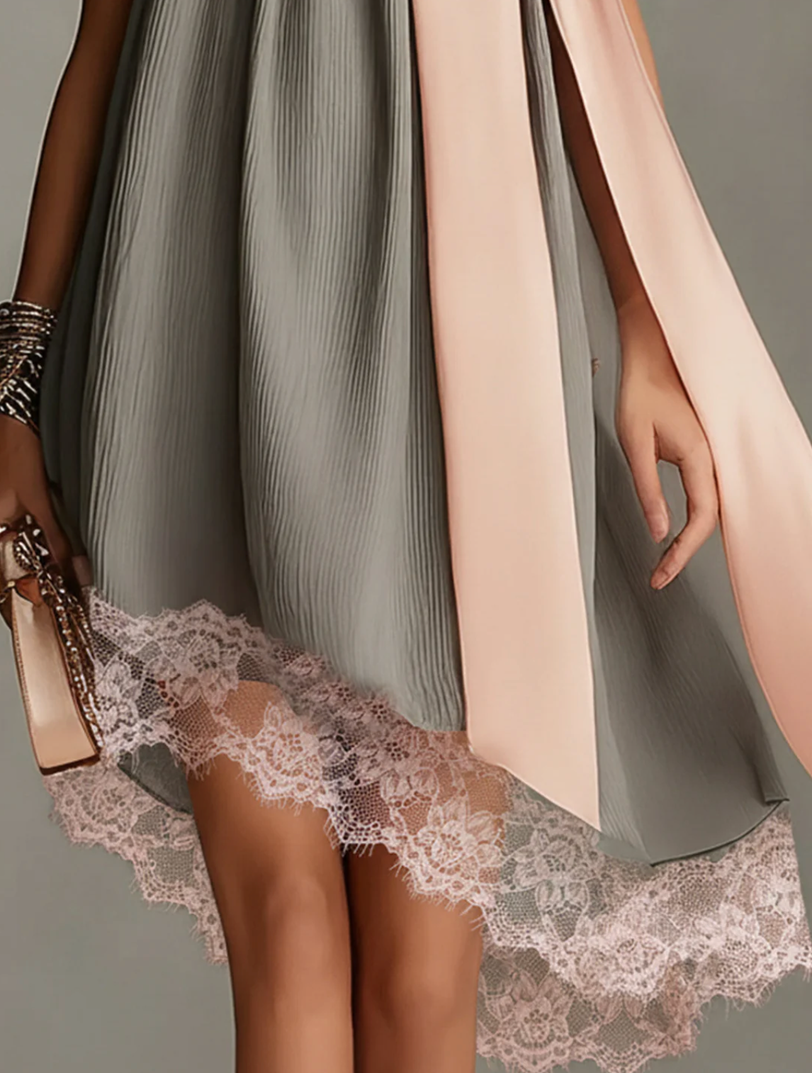 Azahara Mini Dress Satin With Lazo Pink And Lace – Sienna Noosa