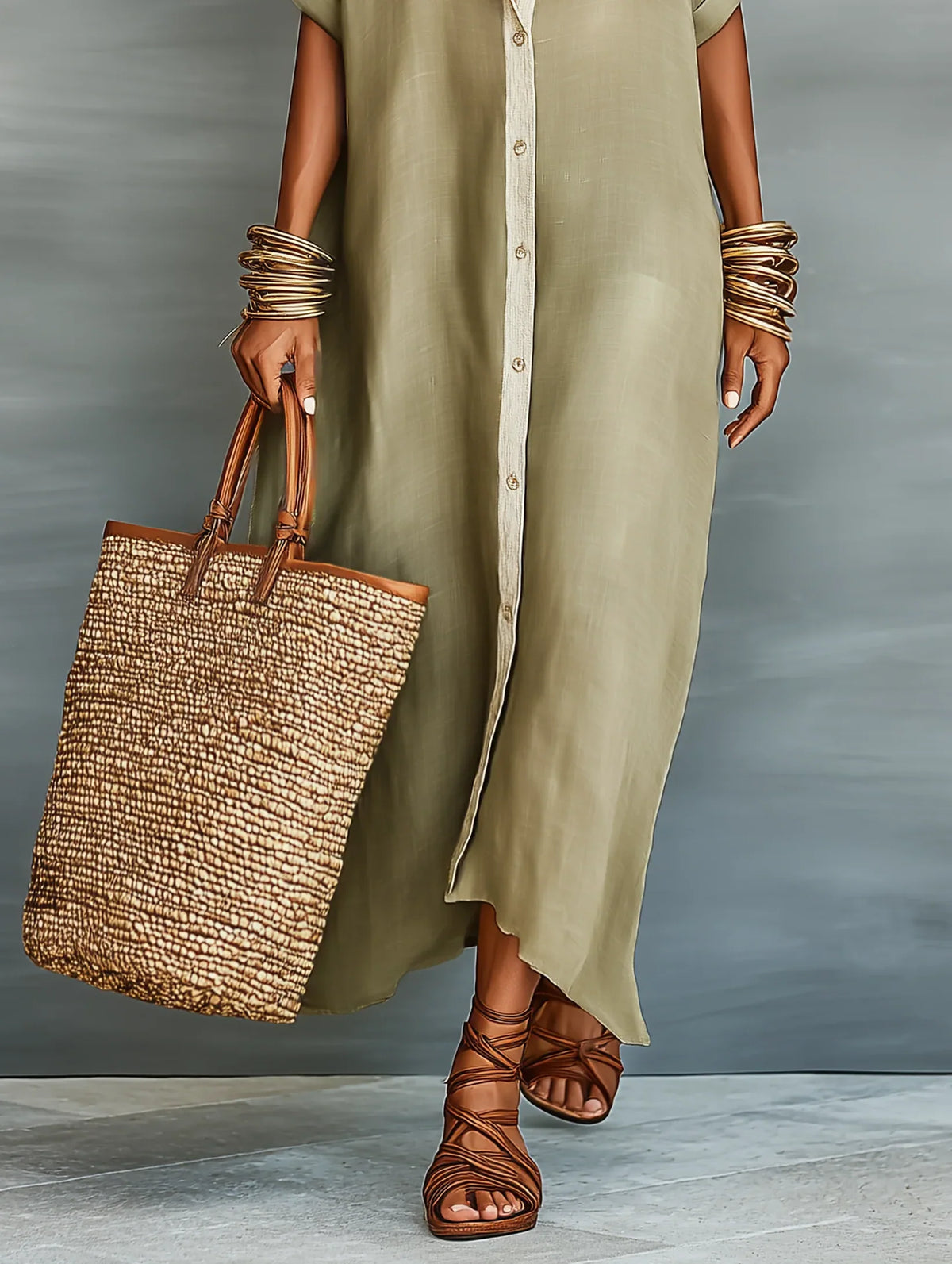 Dress Long Black Relaxed With Buttons – Sienna Noosa