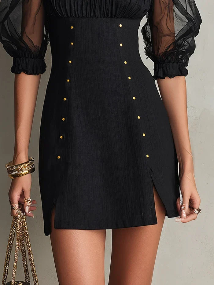 Adela Lova Gul Chiffong Miniklanning Med Blommor Och Off Shoulder Design – Sienna Noosa