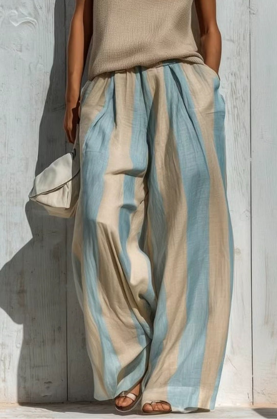 Casual Sleeveless Top and Loose Striped Trousers Set – Sienna Noosa