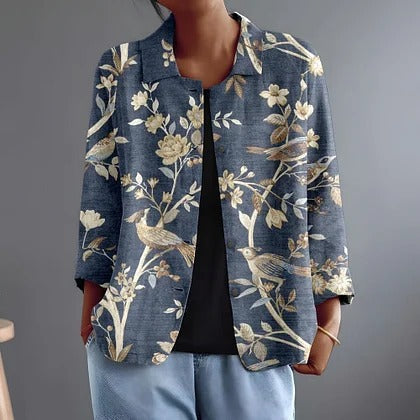 Oriella | Painted Bird Print Relaxed Open Shirt – Sienna Noosa