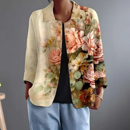 Faustina | Painterly Floral Relaxed Button-Up Blouse – Sienna Noosa