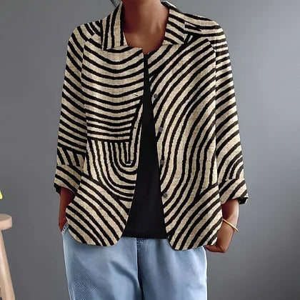 Jonquille | Curved Stripe Relaxed Open Shirt – Sienna Noosa