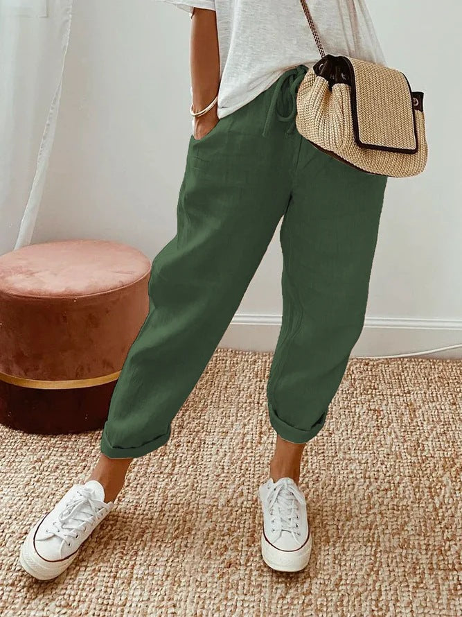 Solid Color Insert Pocket Drawstring Casual Pants – Sienna Noosa