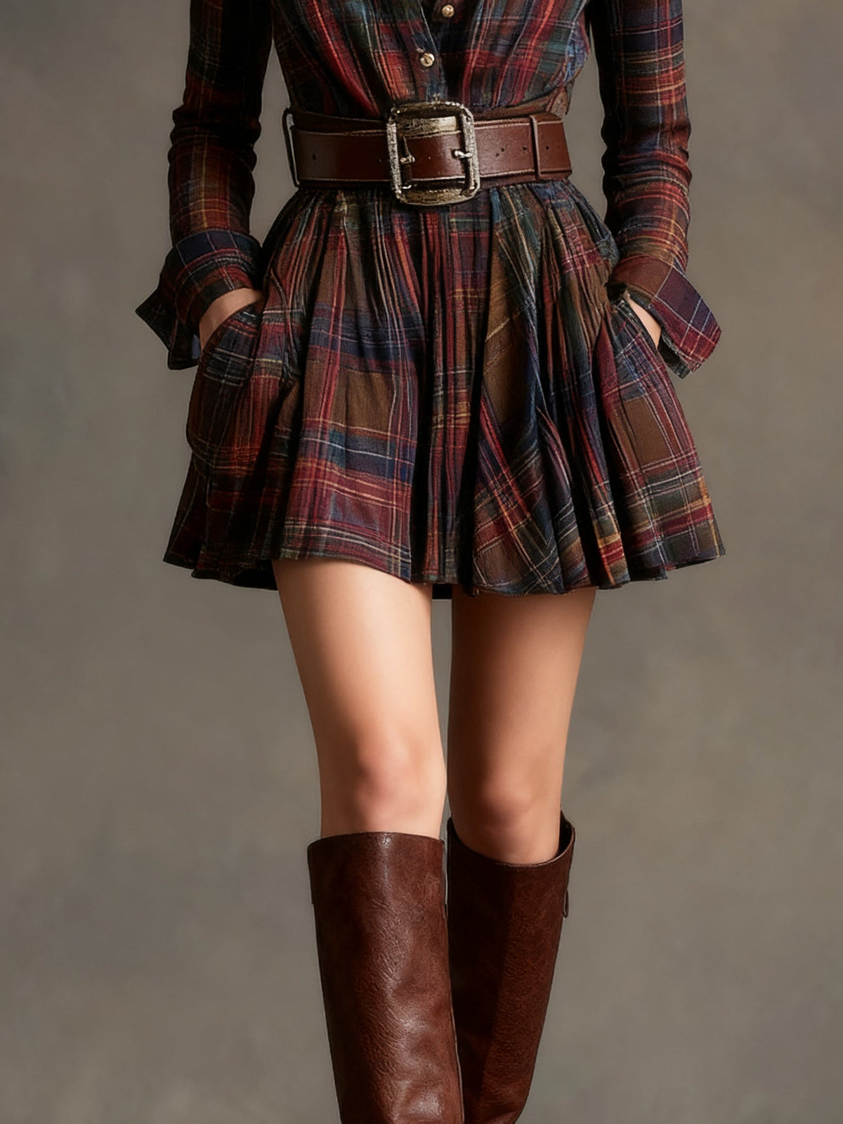 Mini Vintage Lapel Red and Brown Plaid Mini Dress – Sienna Noosa