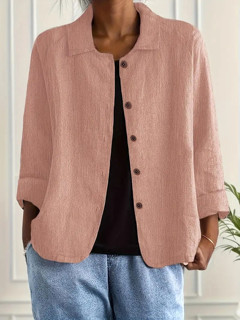 Zenaide | Crinkled Clay Pink Point-Collar Blouse – Sienna Noosa