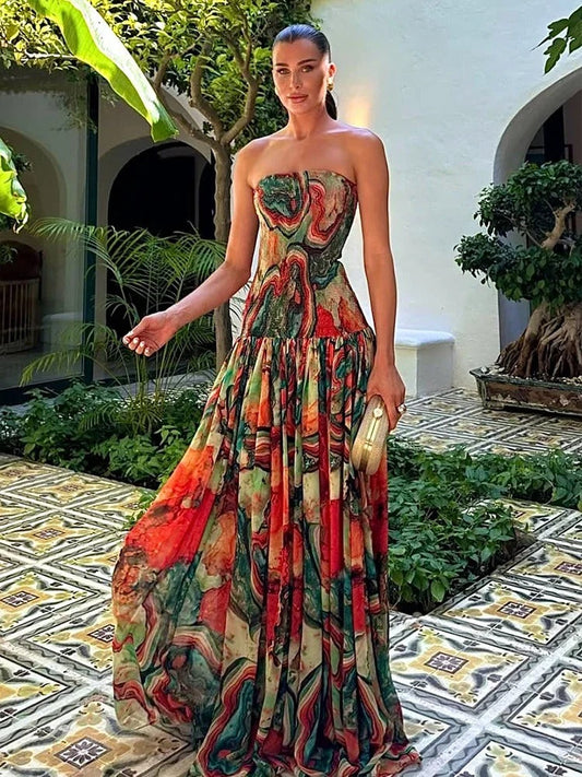 Isadora Valeria Maxi Dress Floral With Neckline Cuadrado – Sienna Noosa