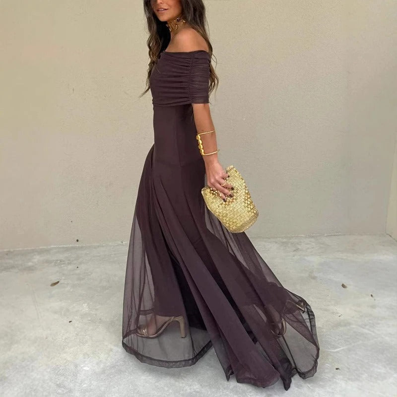 Estefanía Rocio Maxi Dress Shoulders Off-shoulder With Aberturas – Sienna Noosa