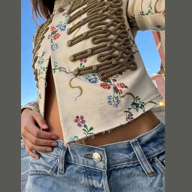 Elvira Nuria Jacket Denim Short With Buttons Decorativos – Sienna Noosa