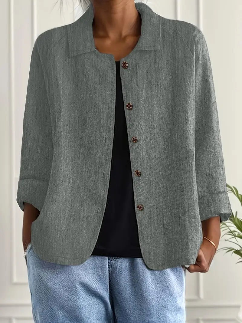 Amabilia | Relaxed Crinkle-Texture Button-Front Blouse – Sienna Noosa