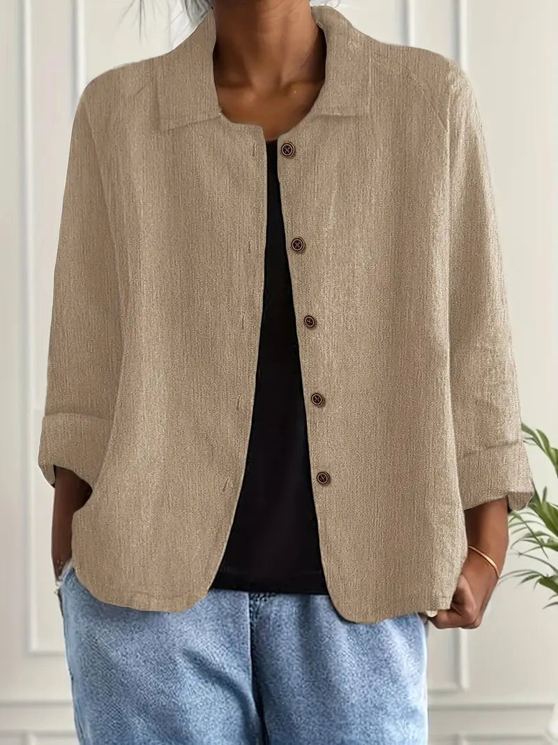 Adelheid | Boxy Crinkle-Weave Open Shirt – Sienna Noosa
