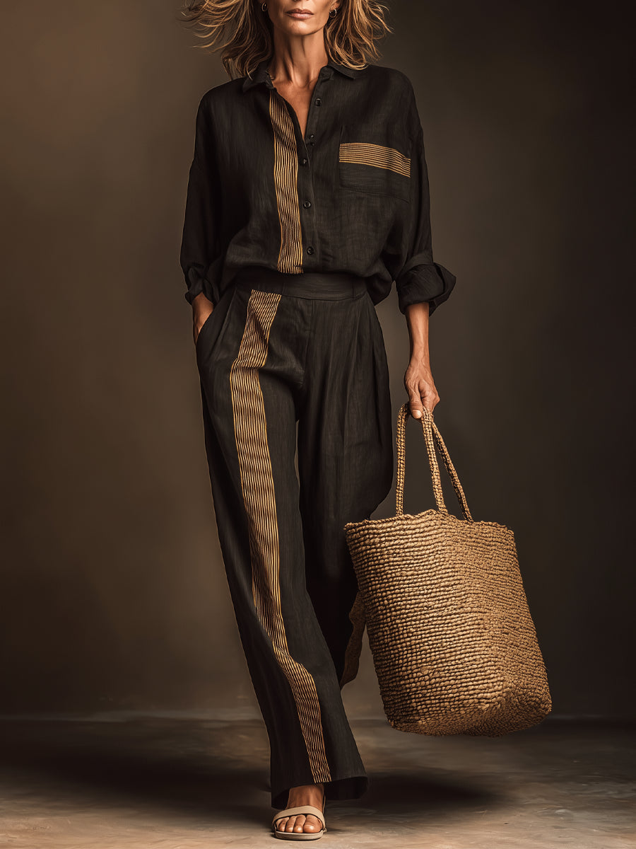 Retro Casual Color-Block Striped Two-Piece Set – Sienna Noosa