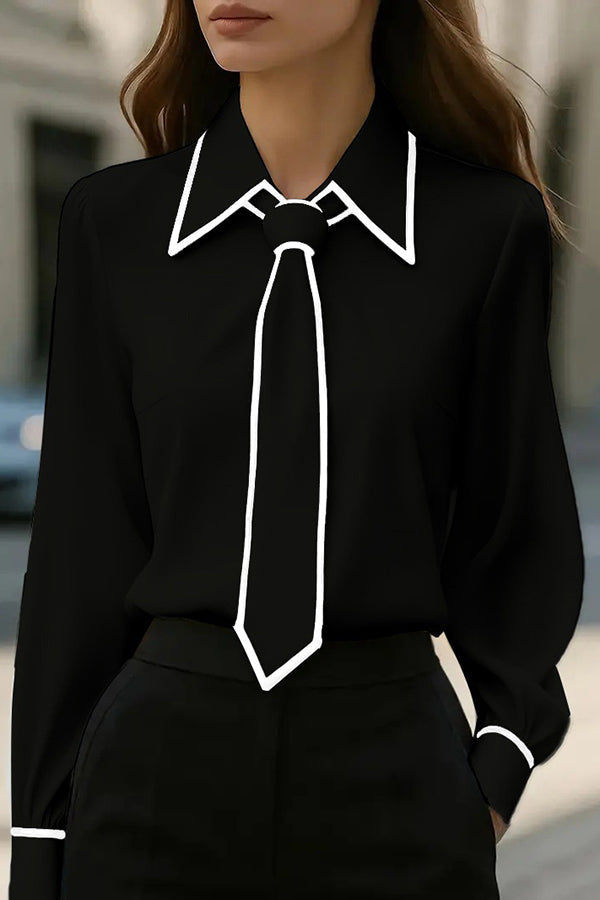 Fashion Contrast Tie Long-sleeved Casual Shirt – Sienna Noosa