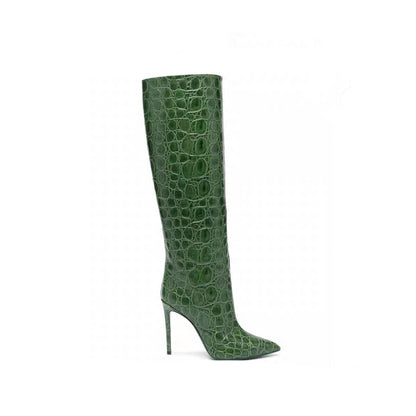 Snake-print high-heeled pointed-toe straight-leg boots – Sienna Noosa