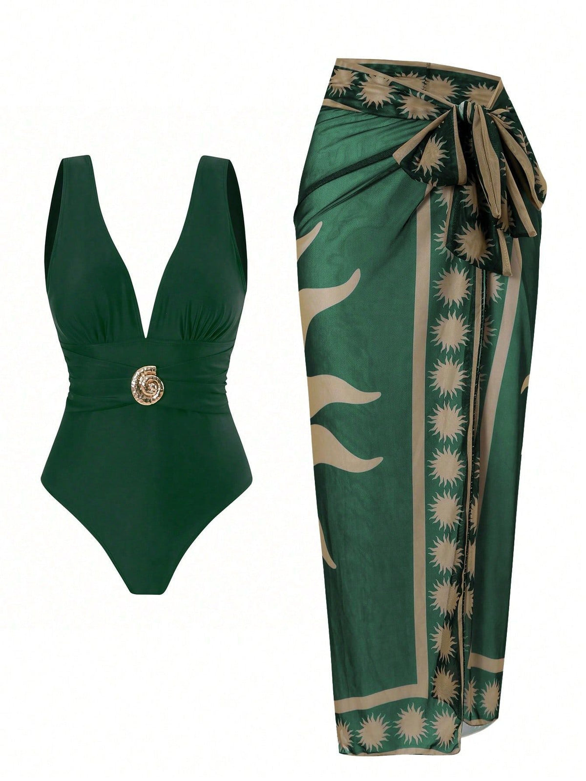 French Vintage Print Deep-V Sexy Swimsuit Set – Sienna Noosa