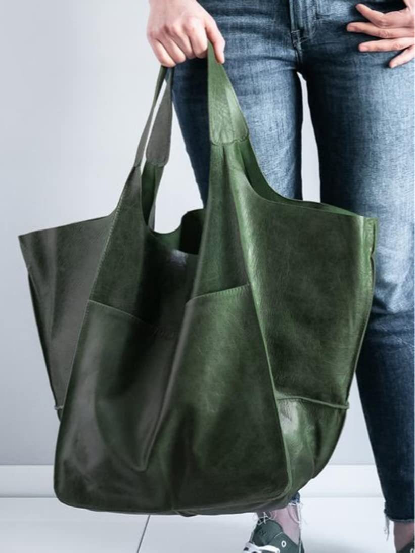 Simple large soft leather large capacity shoulder handbag – Sienna Noosa