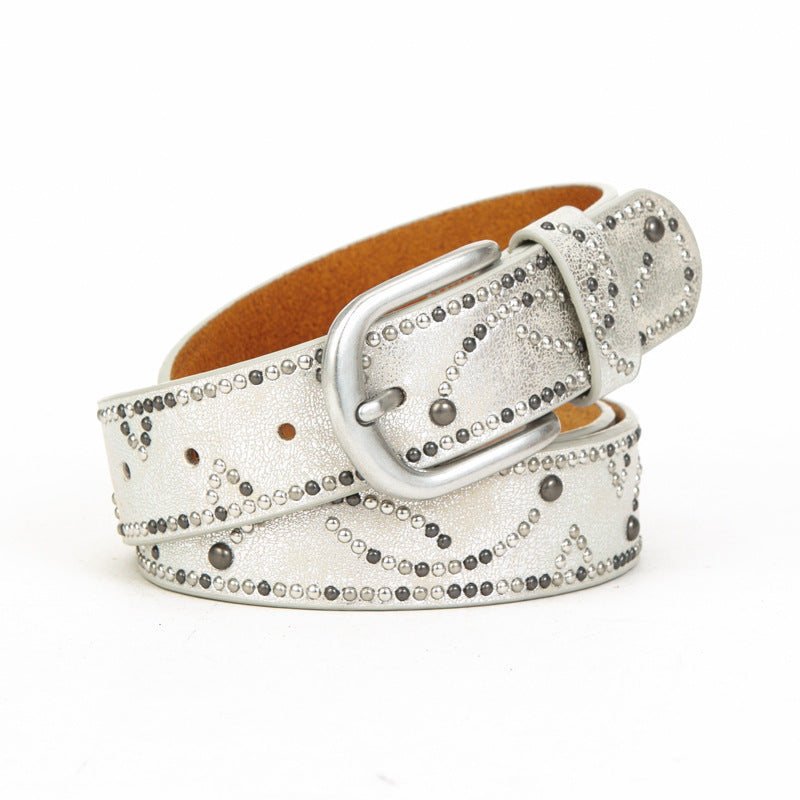 Distressed Dark Gold Cracked PU Leather Rivet Belt – Sienna Noosa