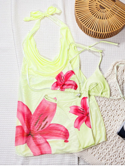 Fashionable Printed Backless, Figure-Hugging Three-Piece Swimsuit Set – Sienna Noosa