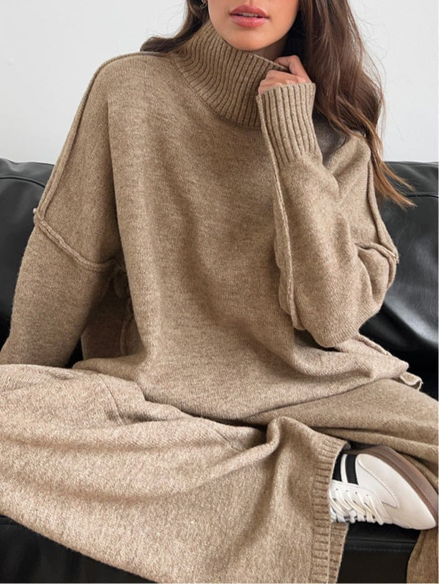 High-neck casual loose thick knit sweater set – Sienna Noosa
