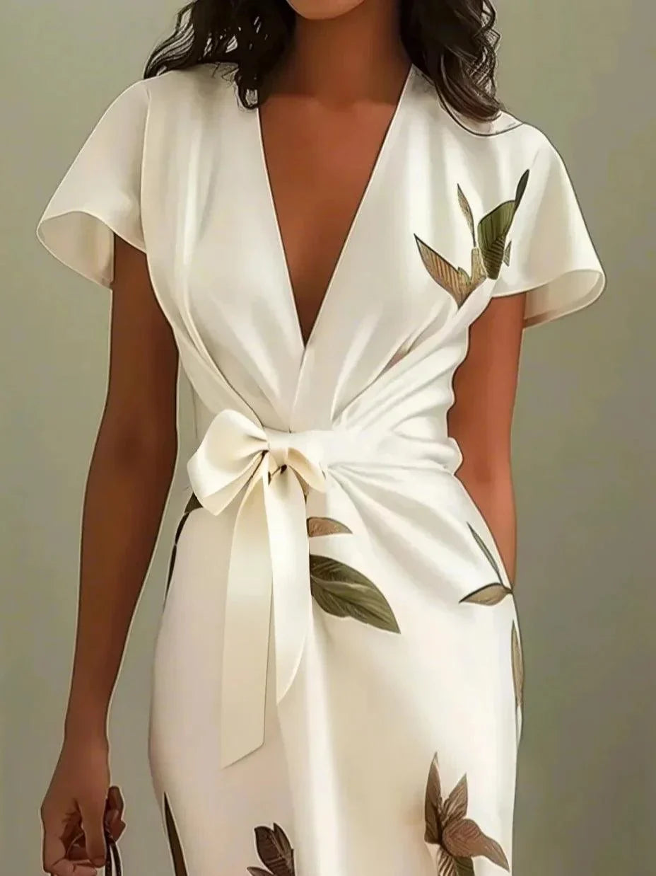 V Neck Urban Leaf H Line Midi Dress for Women – Sienna Noosa
