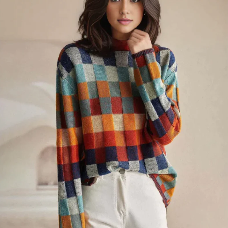 Casual Rainbow Plaid Sweater – Sienna Noosa