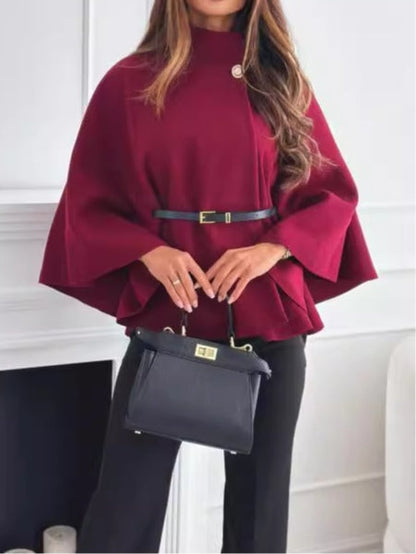 Womens Solid Colour Belted Wool Blend Cape Coat – Sienna Noosa