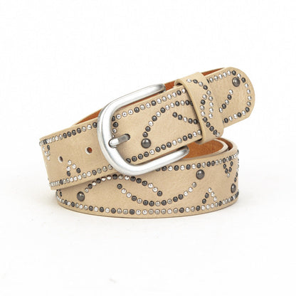 Distressed Dark Gold Cracked PU Leather Rivet Belt – Sienna Noosa