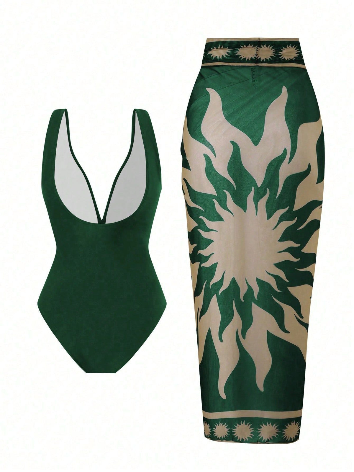 French Vintage Print Deep-V Sexy Swimsuit Set – Sienna Noosa