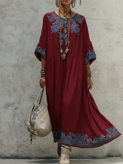 Stylish Loose Fit Printed Dress with A-line Round Neck – Sienna Noosa