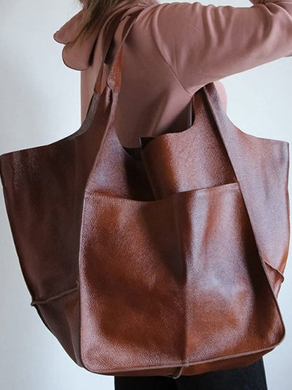 Simple large soft leather large capacity shoulder handbag – Sienna Noosa