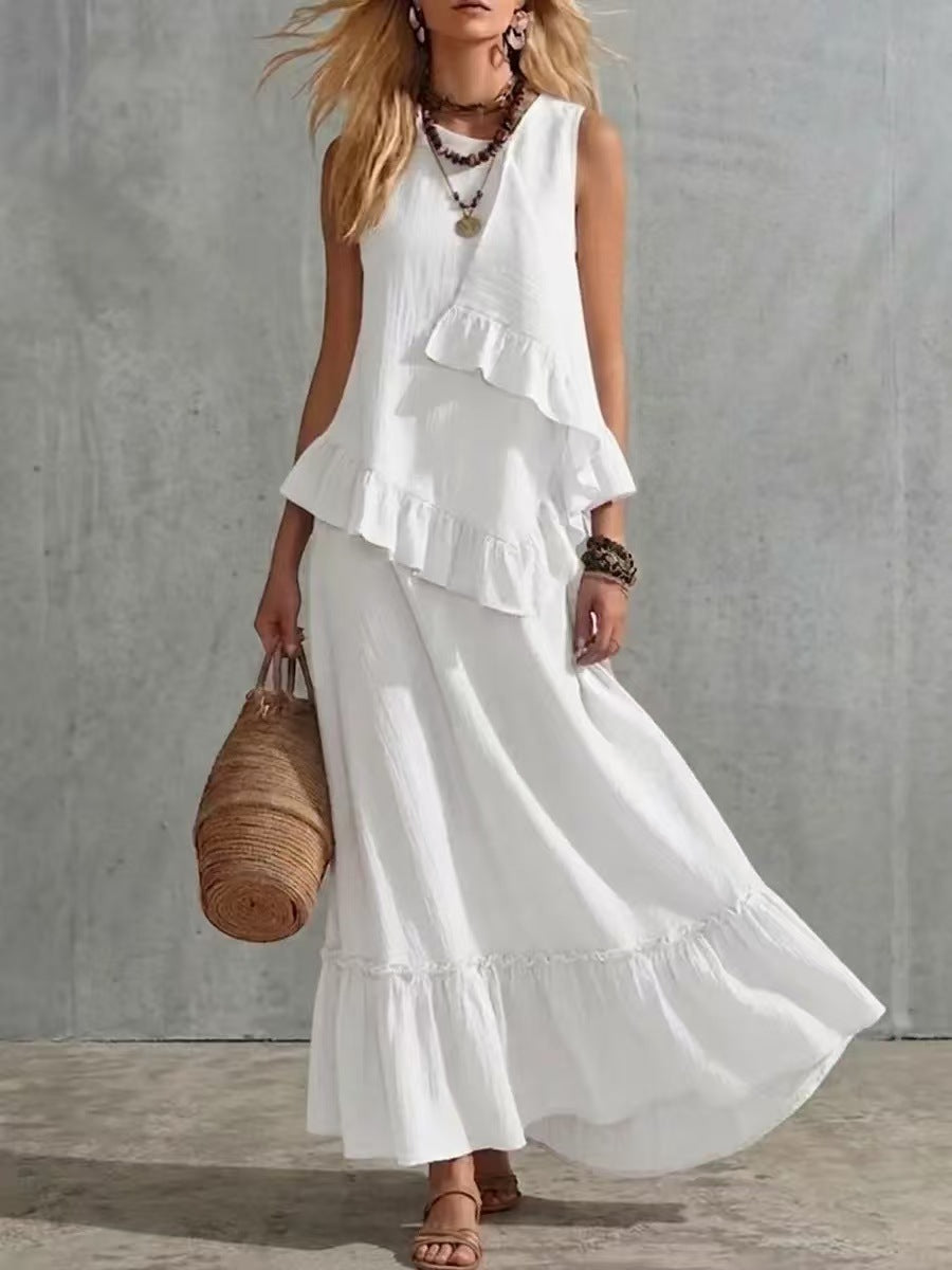 Womens Solid Colour Asymmetrical Sleeveless Maxi Dress – Sienna Noosa
