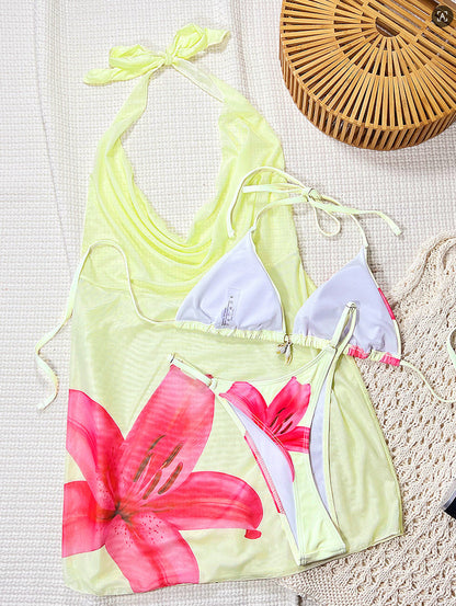 Fashionable Printed Backless, Figure-Hugging Three-Piece Swimsuit Set – Sienna Noosa