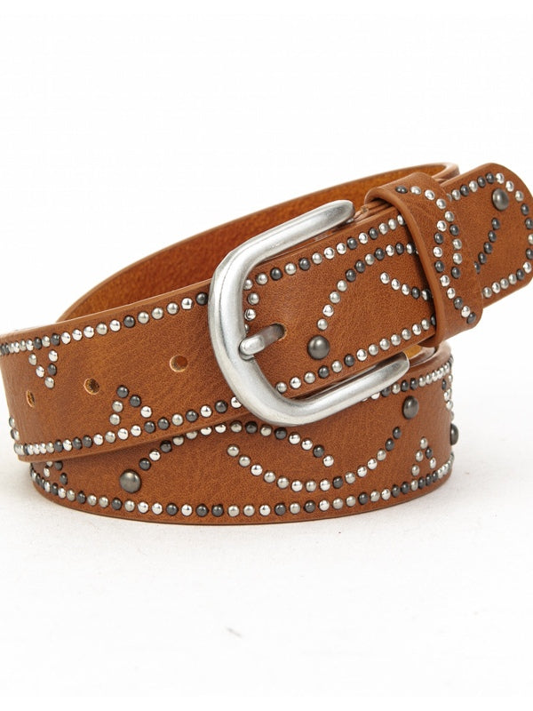 Distressed Dark Gold Cracked PU Leather Rivet Belt – Sienna Noosa
