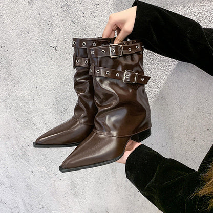 Pointed toe chunky heel retro Martin boots – Sienna Noosa