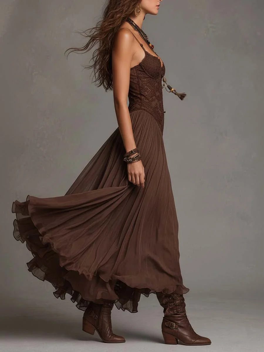 Noelia Maxi Dress Bohemian Lace And Chifon – Sienna Noosa